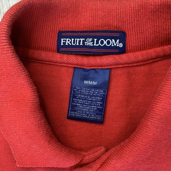 Vintage Fruit Of The Loom Polo Shirt Mens M Red 90s Cuba Guardala Vaca - Picture 4 of 11